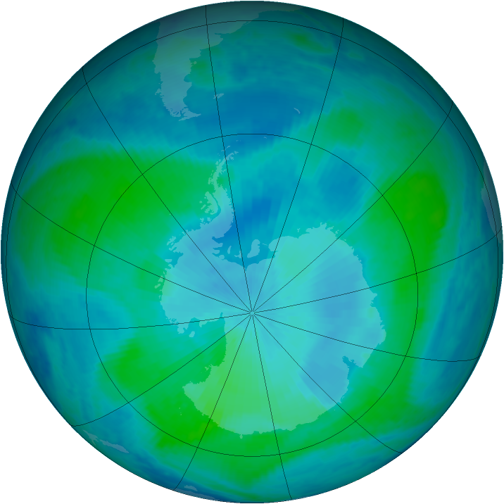 Antarctic ozone map for 19 February 2000